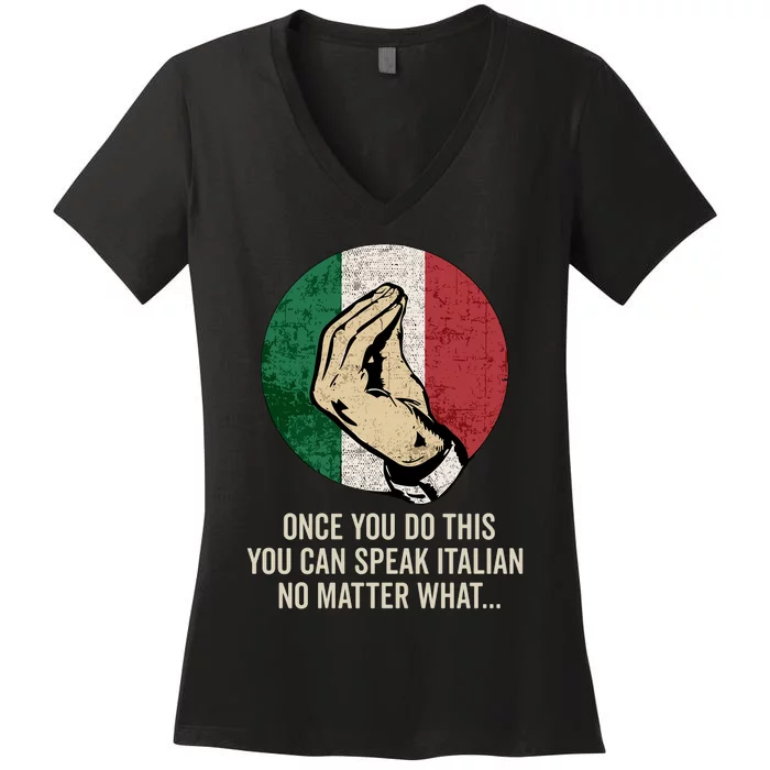 Italian Hand Gesture Italia Italy Italiano Flag Women's V-Neck T-Shirt