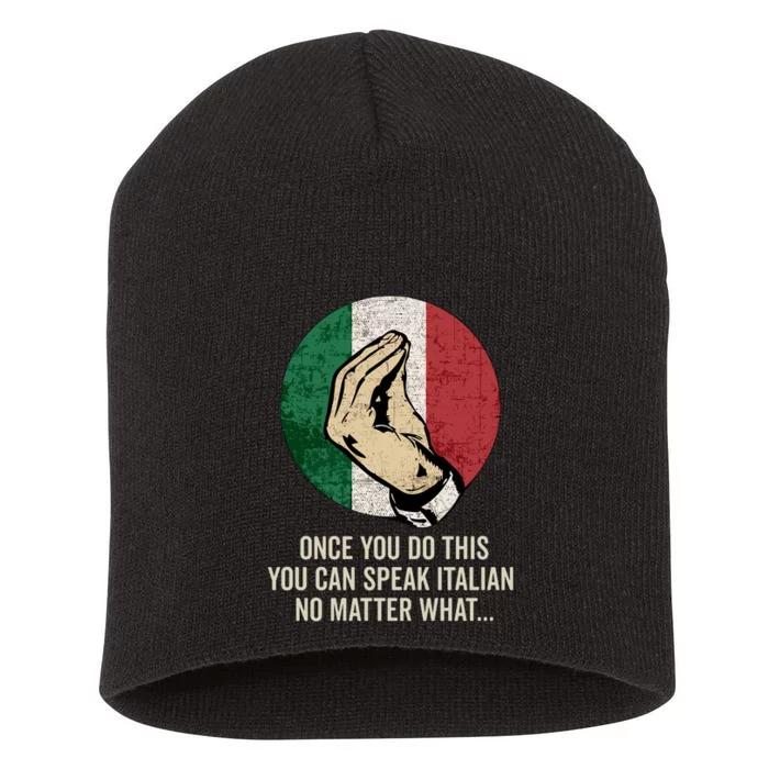 Italian Hand Gesture Italia Italy Italiano Flag Short Acrylic Beanie