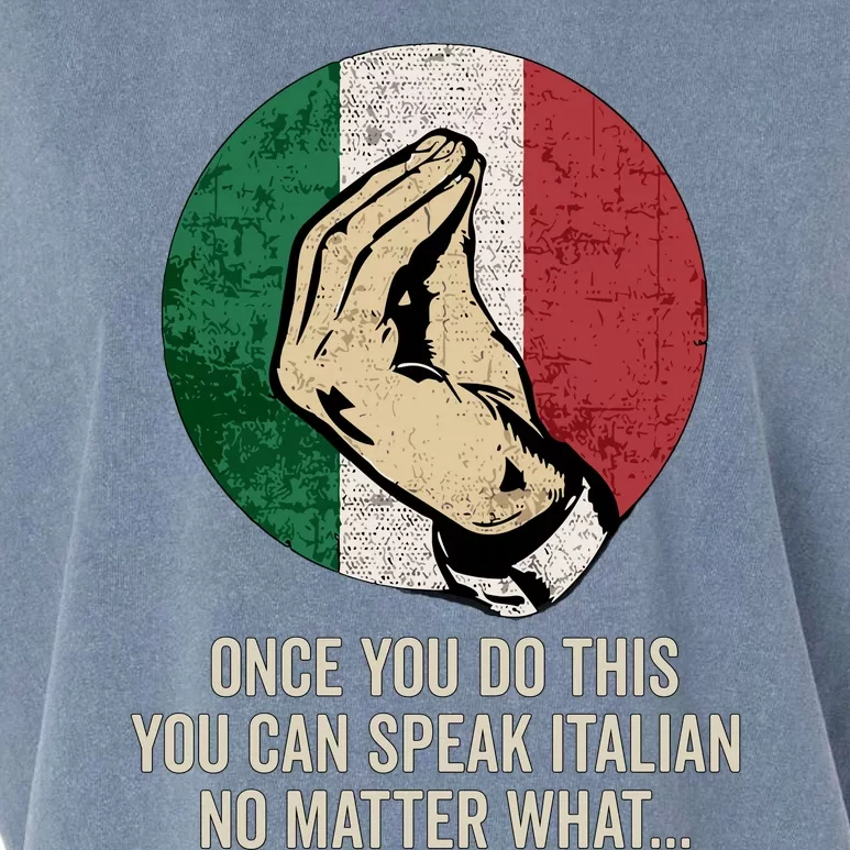 Italian Hand Gesture Italia Italy Italiano Flag Garment-Dyed Women's Muscle Tee