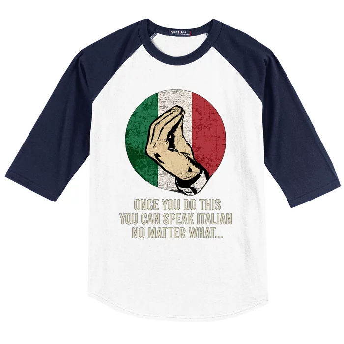 Italian Hand Gesture Italia Italy Italiano Flag Baseball Sleeve Shirt