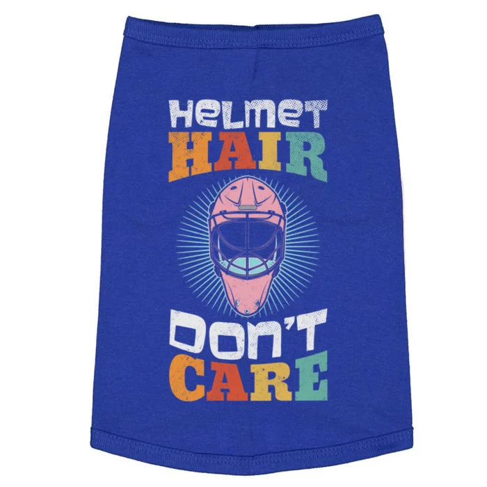 Ice Hockey Goaltender Helmet Hair Dont Care Funny Gift Doggie Tank