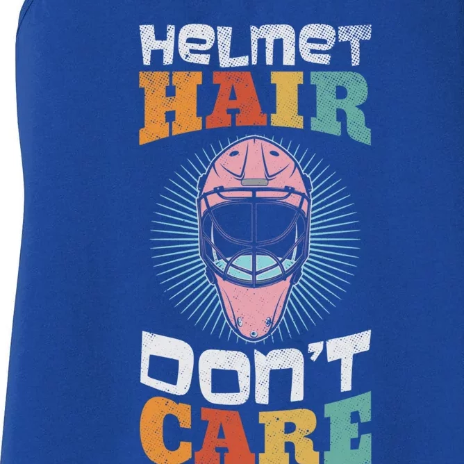 Ice Hockey Goaltender Helmet Hair Dont Care Funny Gift Women's Racerback Tank