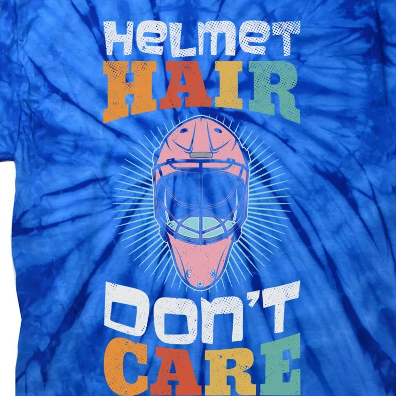 Ice Hockey Goaltender Helmet Hair Dont Care Funny Gift Tie-Dye T-Shirt