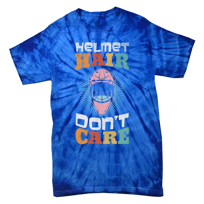 Ice Hockey Goaltender Helmet Hair Dont Care Funny Gift Tie-Dye T-Shirt