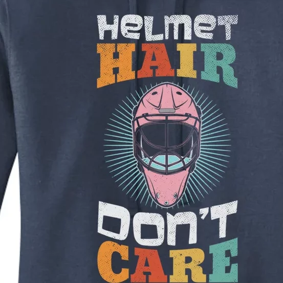 Ice Hockey Goaltender Helmet Hair Dont Care Funny Gift Women's Pullover Hoodie