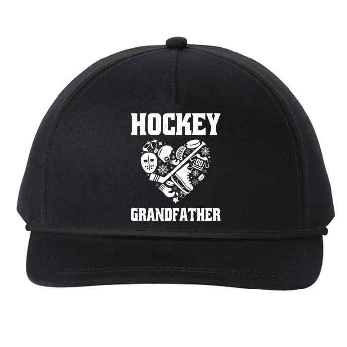 Ice Hockey Grandfather Love Heart Game Day For Winter Sports Funny Gift Snapback Five-Panel Rope Hat