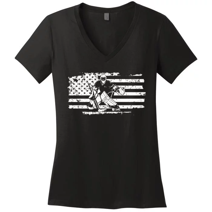 Ice Hockey Goalie Women's V-Neck T-Shirt