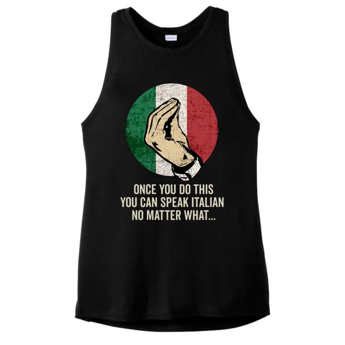 Italian Hand Gesture Italian Flag Ladies Tri-Blend Wicking Tank