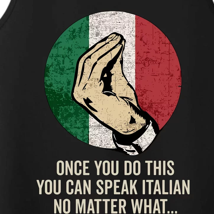 Italian Hand Gesture Italian Flag Performance Tank