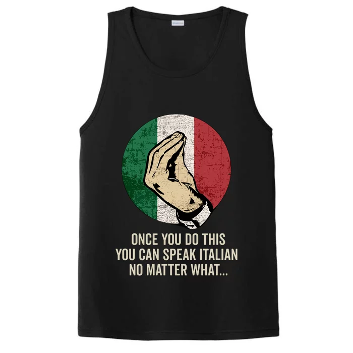 Italian Hand Gesture Italian Flag Performance Tank