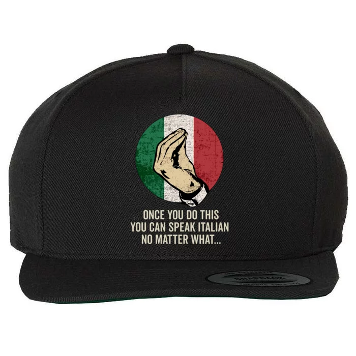 Italian Hand Gesture Italian Flag Wool Snapback Cap