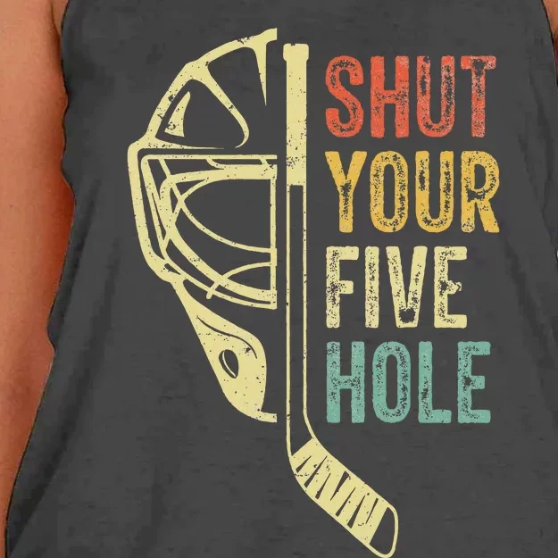 Ice Hockey Goalie Shut Your Five Hole Women's Knotted Racerback Tank