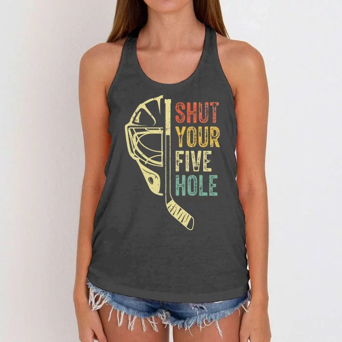 Ice Hockey Goalie Shut Your Five Hole Women's Knotted Racerback Tank