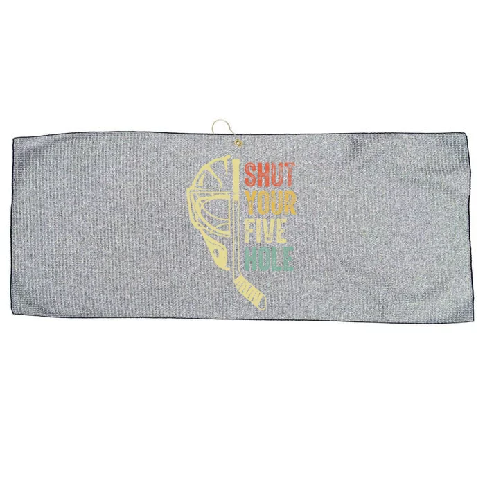 Ice Hockey Goalie Shut Your Five Hole Large Microfiber Waffle Golf Towel