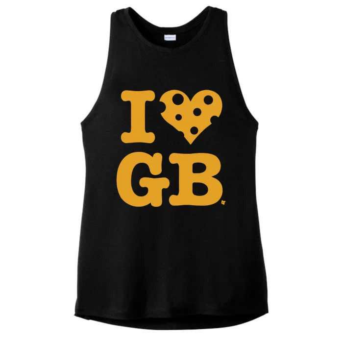 I Heart Gb Green Bay Ladies Tri-Blend Wicking Tank