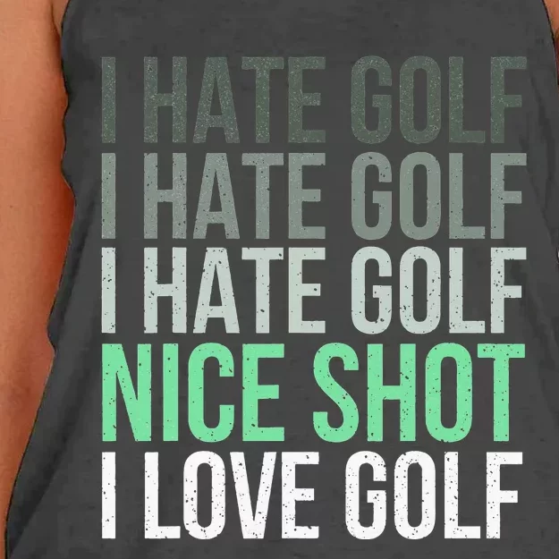 I Hate Golf Nice Shot I Love Golf retro Golfing Lover Women's Knotted Racerback Tank