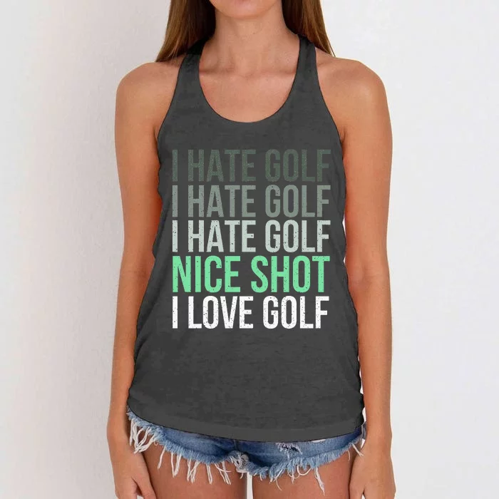 I Hate Golf Nice Shot I Love Golf retro Golfing Lover Women's Knotted Racerback Tank