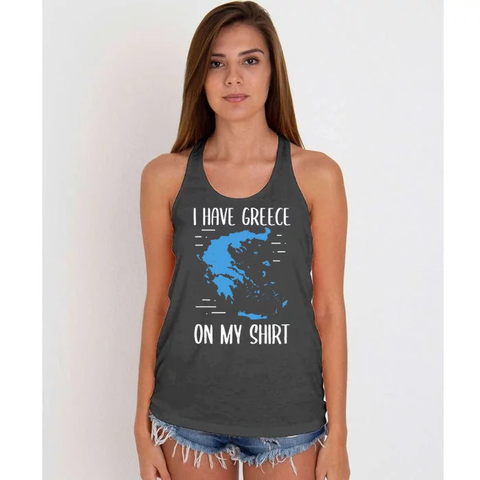 I Have Greece On My Geographer Geography Teacher Women's Knotted Racerback Tank