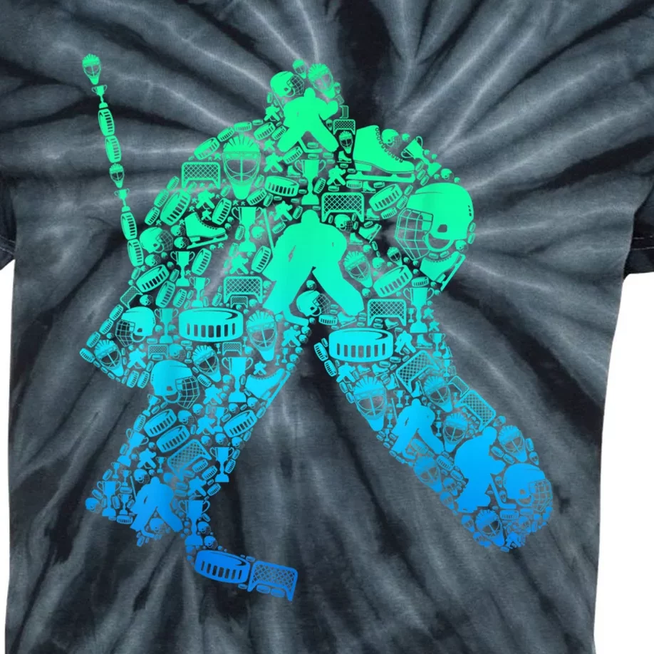 Ice Hockey Goalie Hockey Player Kids Tie-Dye T-Shirt