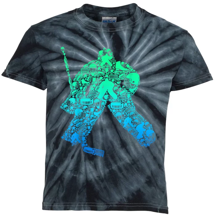 Ice Hockey Goalie Hockey Player Kids Tie-Dye T-Shirt