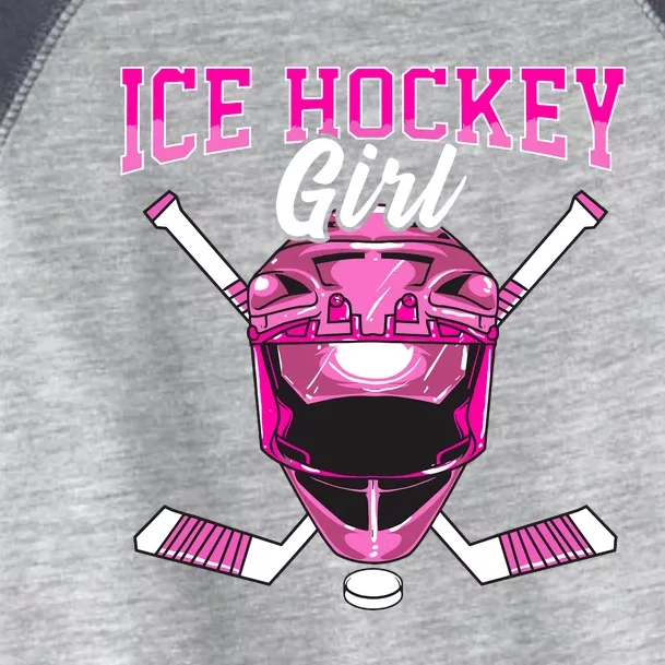 Ice Hockey Girl Player Goalie Mask Sticks Puck Toddler Fine Jersey T-Shirt