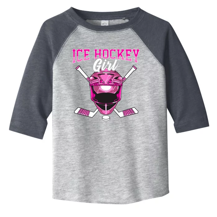 Ice Hockey Girl Player Goalie Mask Sticks Puck Toddler Fine Jersey T-Shirt