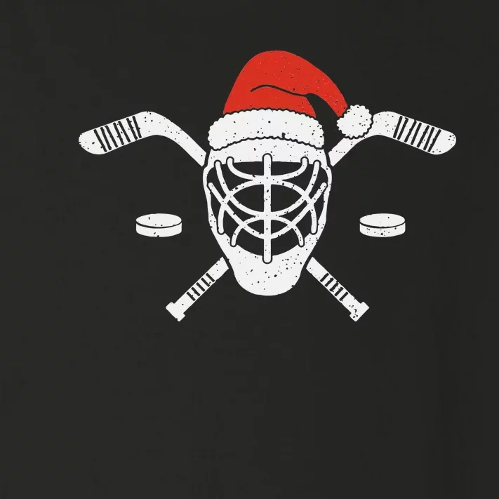 Ice Hockey Goalie Funny Christmas Santa Hat Hockey Player Toddler Long Sleeve Shirt