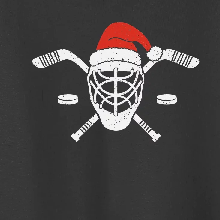 Ice Hockey Goalie Funny Christmas Santa Hat Hockey Player Toddler T-Shirt