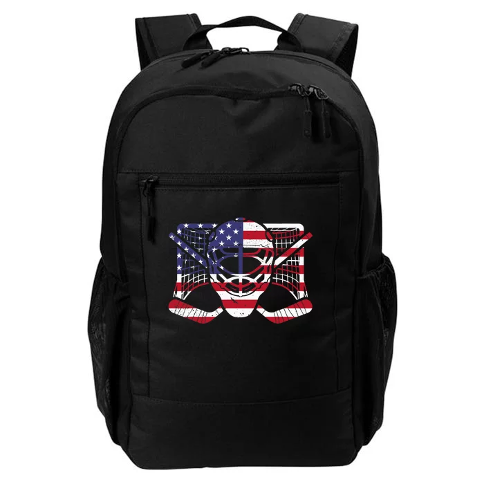 Ice Hockey Goalie American Flag USA Goalie mask 4th of July Daily Commute Backpack