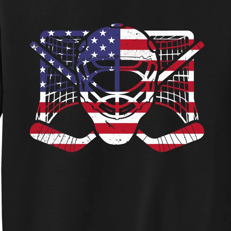 Ice Hockey Goalie American Flag USA Goalie mask 4th of July Tall Sweatshirt