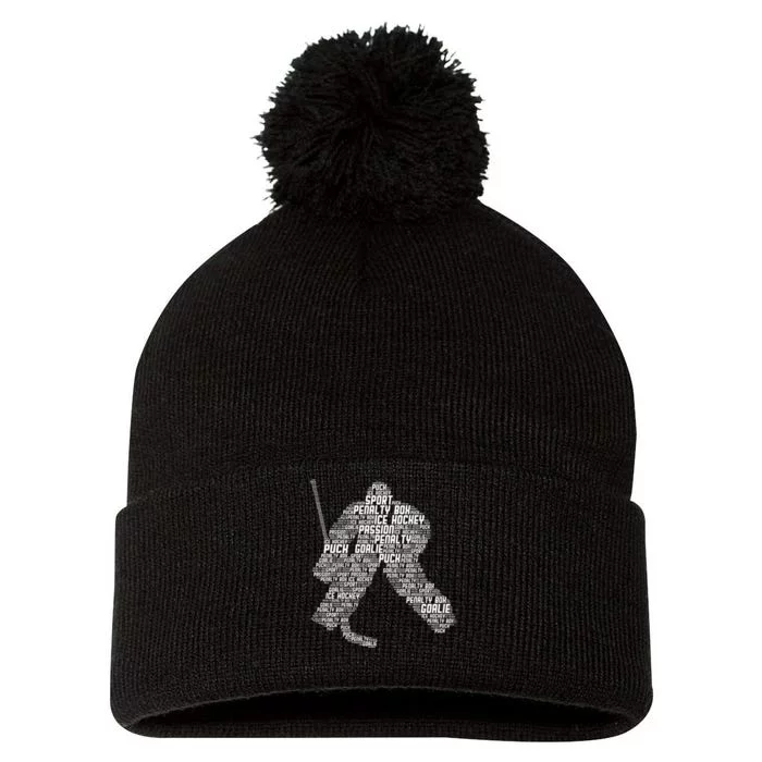 Ice Hockey Goalie Hockey Pom Pom 12in Knit Beanie