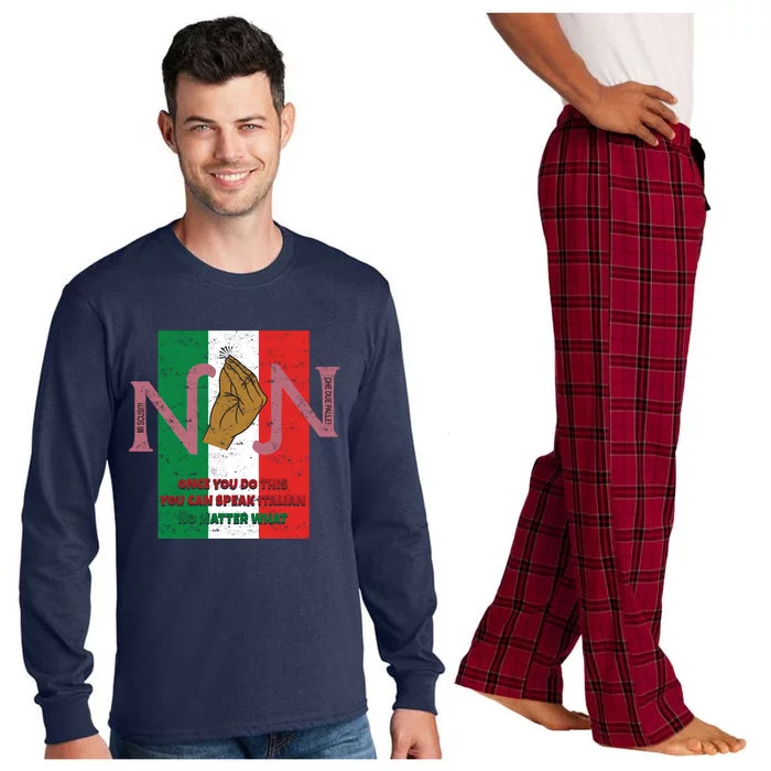 Italian Hand Gesture Long Sleeve Pajama Set