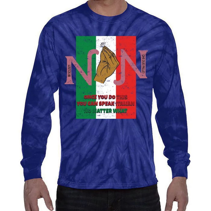 Italian Hand Gesture Tie-Dye Long Sleeve Shirt