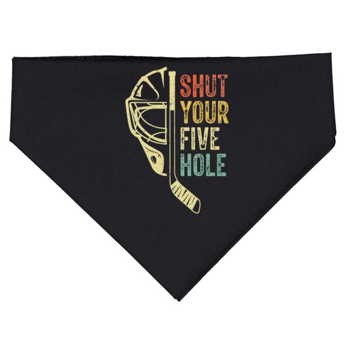 Ice Hockey Goalie Funny Shut Your Five Hole USA-Made Doggie Bandana