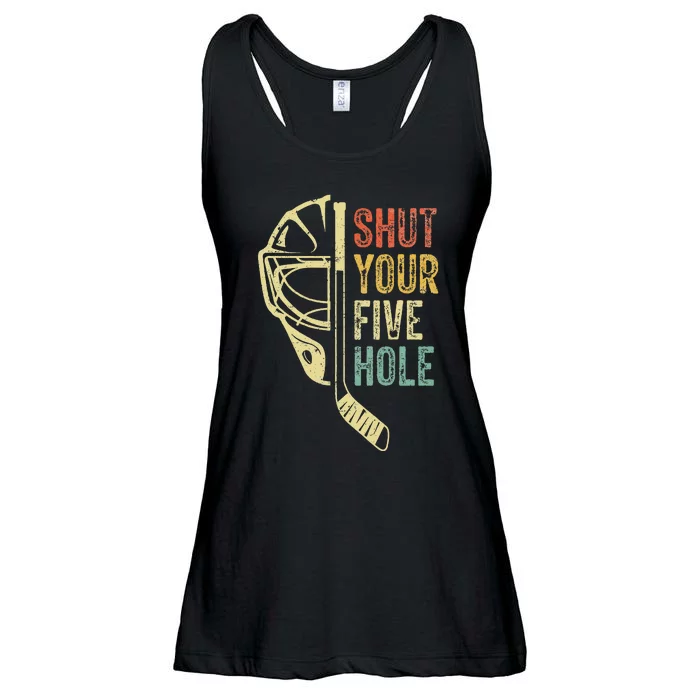 Ice Hockey Goalie Funny Shut Your Five Hole Ladies Essential Flowy Tank