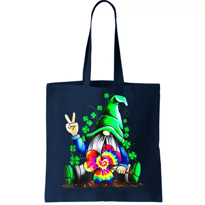 Irish Hippie Gnome Holding Clover Gnome Peace Gnome Tote Bag