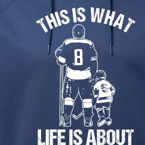 Ice Hockey Game Player Father And Son Field Hockey Gift Performance Fleece Hoodie