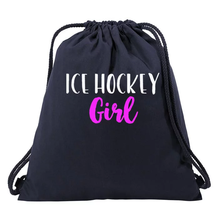 Ice Hockey Girl Player Women Funny Cute Lover Drawstring Bag