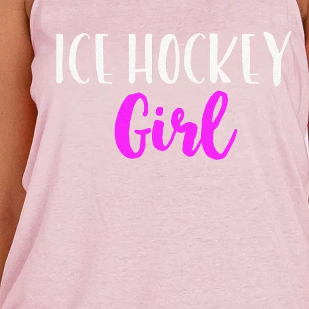 Ice Hockey Girl Player Women Funny Cute Lover Women's Knotted Racerback Tank