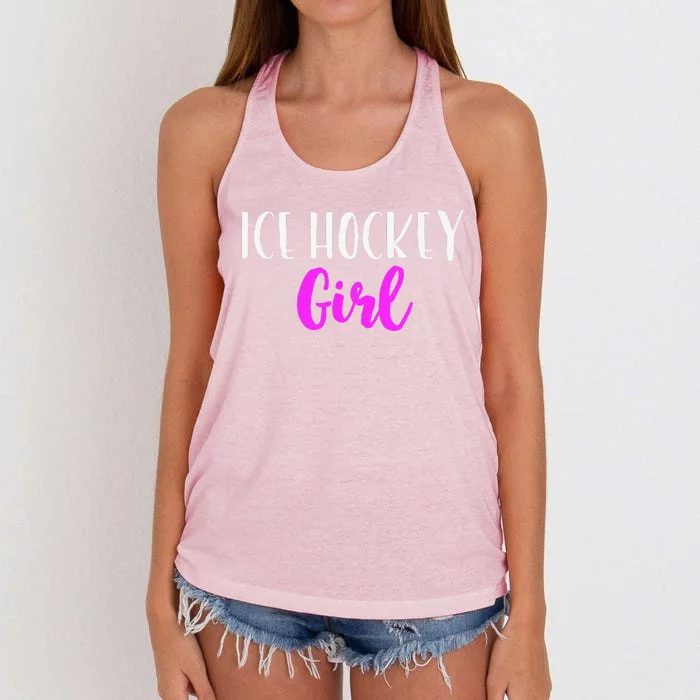 Ice Hockey Girl Player Women Funny Cute Lover Women's Knotted Racerback Tank