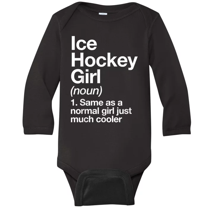 Ice Hockey Girl Definition Funny Baby Long Sleeve Bodysuit