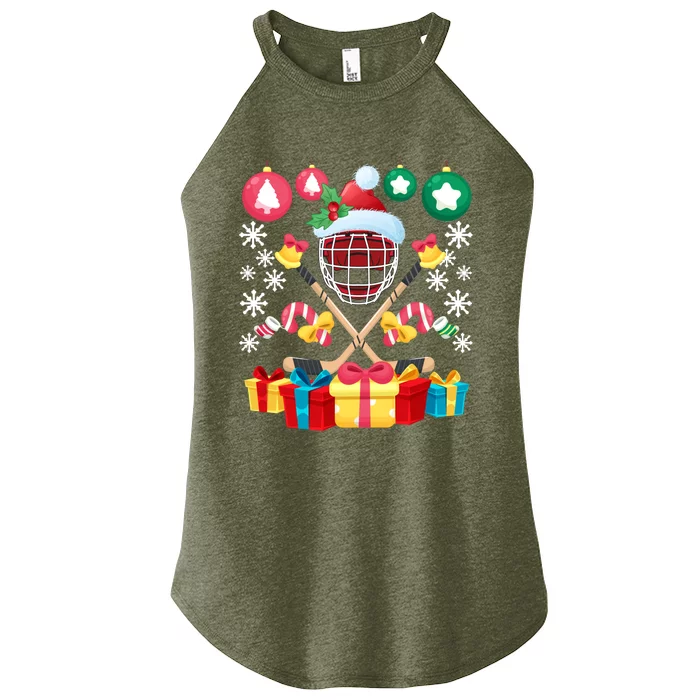 Ice Hockey Goalie Christmas Gift For Hockey Lover Funny Xmas Gift Women’s Perfect Tri Rocker Tank