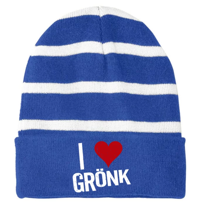 I Heart Gronk Striped Beanie with Solid Band