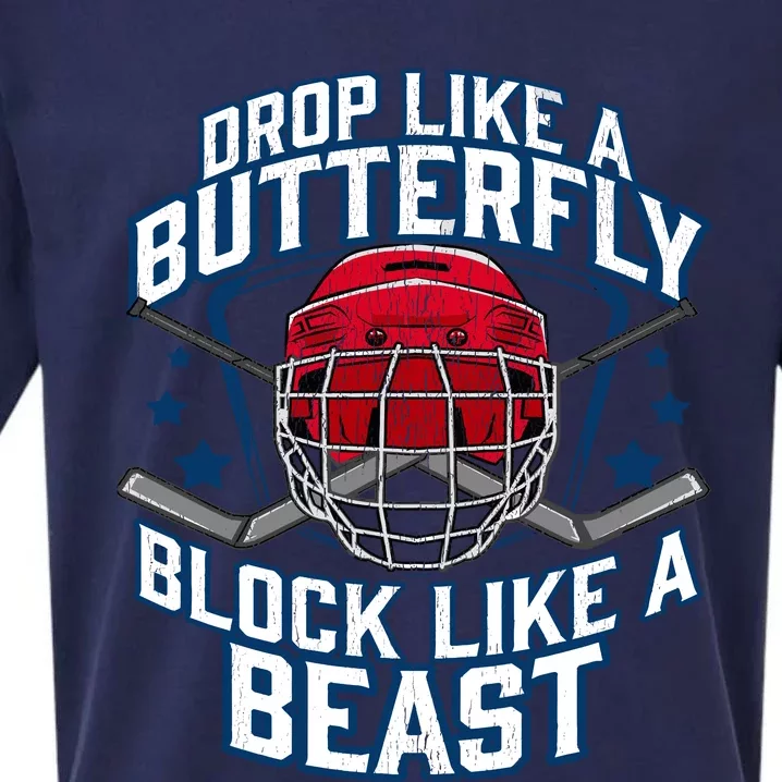 Ice Hockey Goalie Block Like A Beast Player Boy Teen Sueded Cloud Jersey T-Shirt