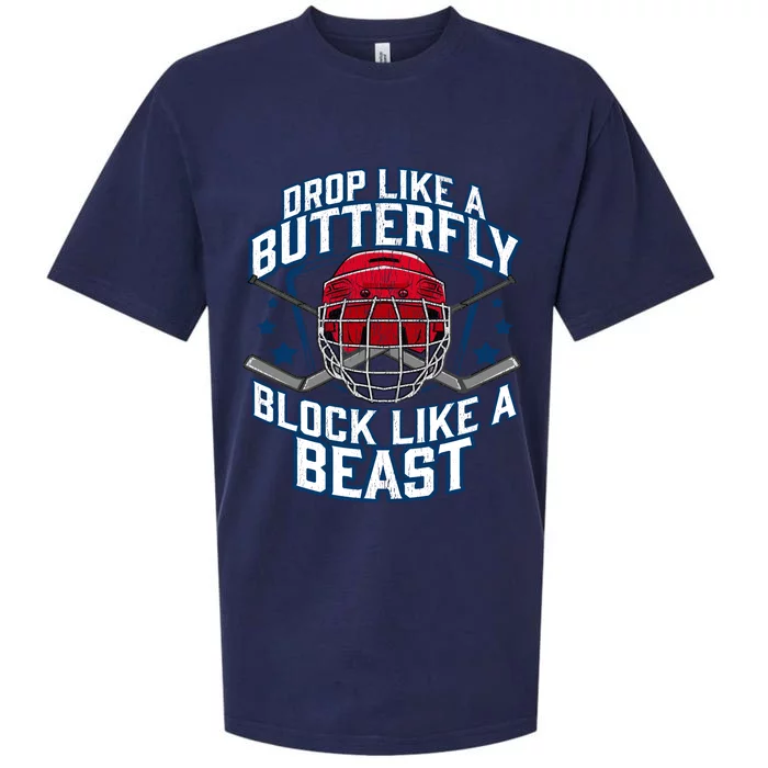 Ice Hockey Goalie Block Like A Beast Player Boy Teen Sueded Cloud Jersey T-Shirt