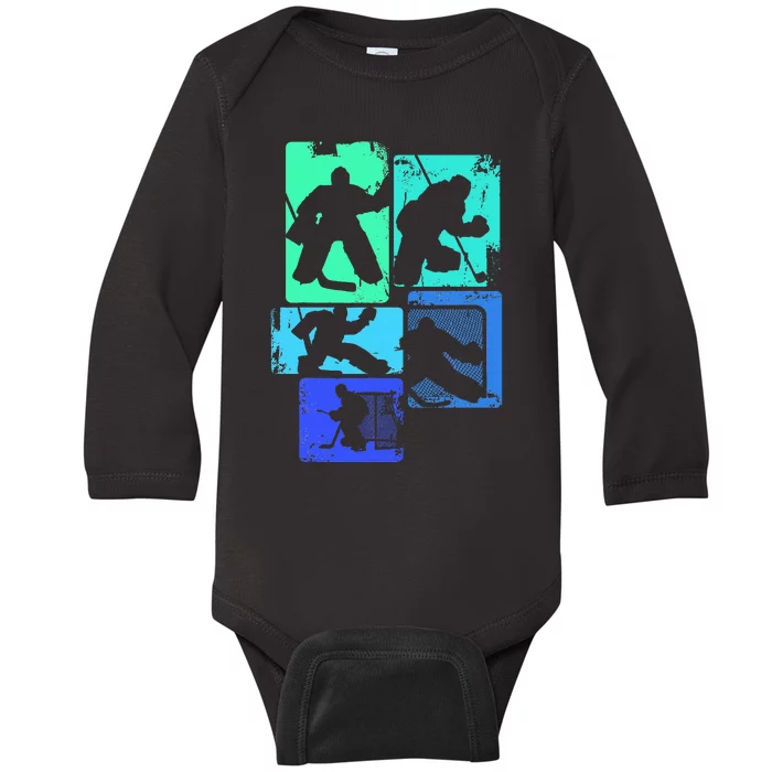 Ice Hockey Goalie Hockey Player Baby Long Sleeve Bodysuit