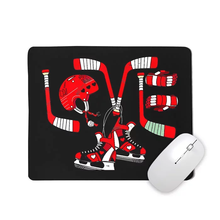 Ice Hockey Heart Valentines Day Love Gifts Boys Girls Goalie Mousepad