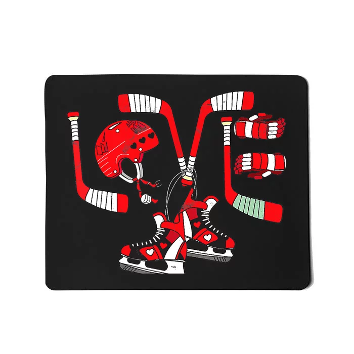 Ice Hockey Heart Valentines Day Love Gifts Boys Girls Goalie Mousepad