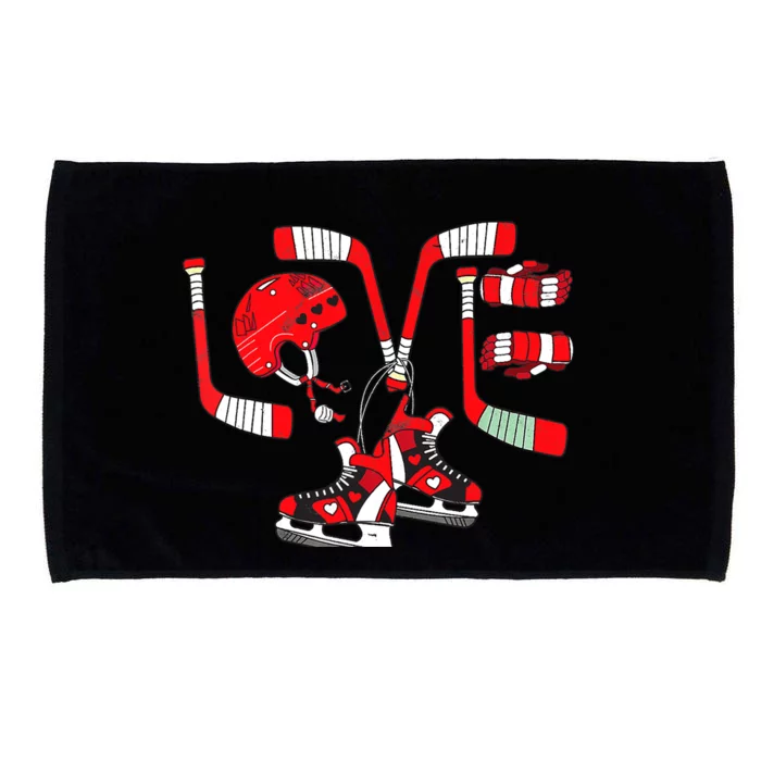 Ice Hockey Heart Valentines Day Love Gifts Boys Girls Goalie Microfiber Hand Towel