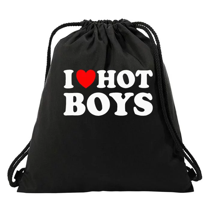 I Heart Hot I Love Hot Drawstring Bag